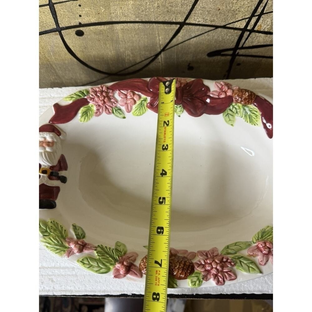 Publix Christmas‎ Serving Bowl Santa Poinsettia Holiday Platter 12" In Box - Picture 7 of 13